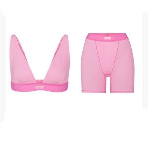 Skims Cotton Rib Set Bubblegum Pink